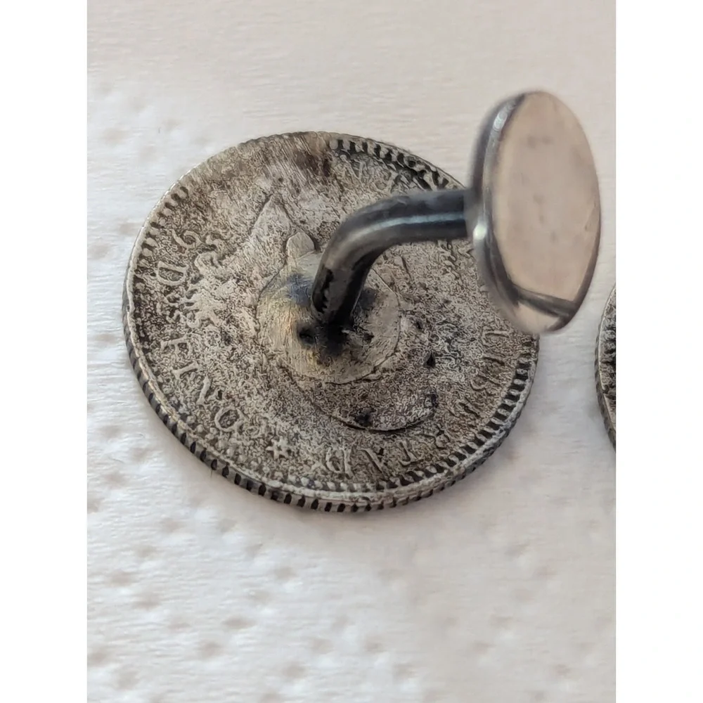 Pair Silver 1883 10 Centavos Cluff‎ Links - .900 Silver Coins